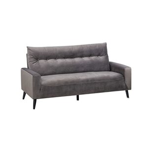 Sofa en velours Veronica HomeTrend gris foncé milieu du siècle