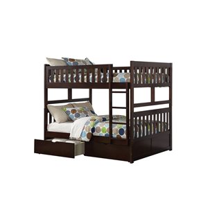 Lit superposé double Rowe Hometrend avec lit gigogne en brun foncé