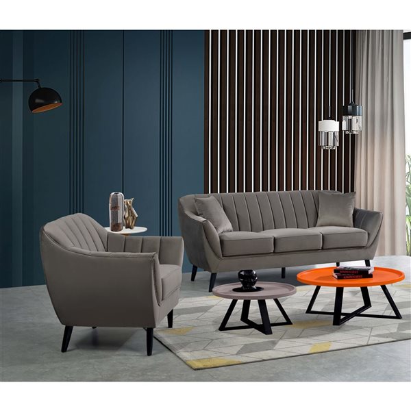 HomeTrend Odette Midcentury Charcoal Velvet Accent Chair
