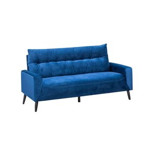 Sofa en velours Veronica HomeTrend bleu milieu du siècle