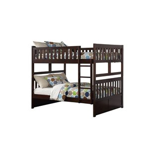 Lit superposé double Rowe HomeTrend en brun foncé