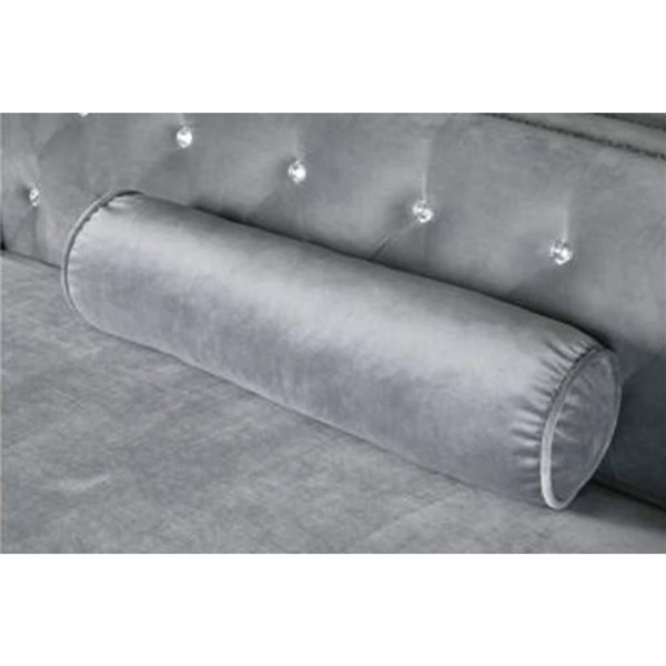HomeTrend Celeste Glam Grey Velvet 2pc Sectional w/ Right Side Storage Chaise