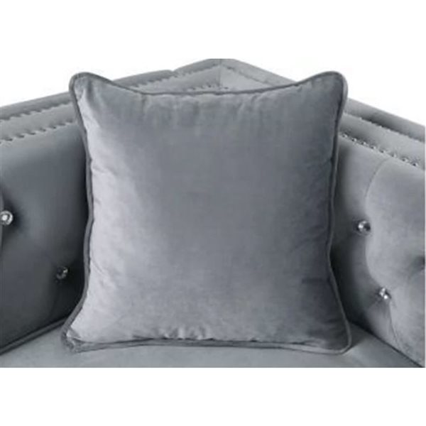 HomeTrend Celeste Glam Grey Velvet 2pc Sectional w/ Right Side Storage Chaise