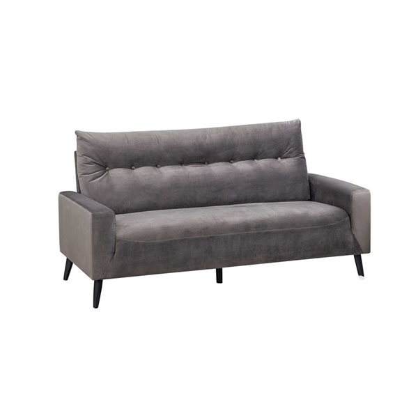 HomeTrend Veronica 2-Piece Charcoal Velvet Living Room Set w/ Sofa and Loveseat