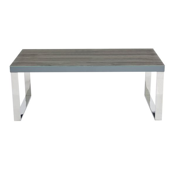 HomeTrend Silas Grey Faux Wood Top MDF Coffee Table w/ Stainless Steel Frame