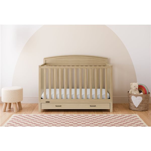 Graco Benton 5-in-1 Convertible Light Wood Crib w/ Drawer