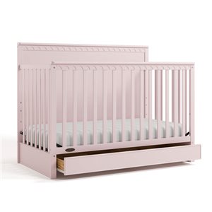 Graco Sasha 5-in-1 Convertible Pink Crib with Drawer
