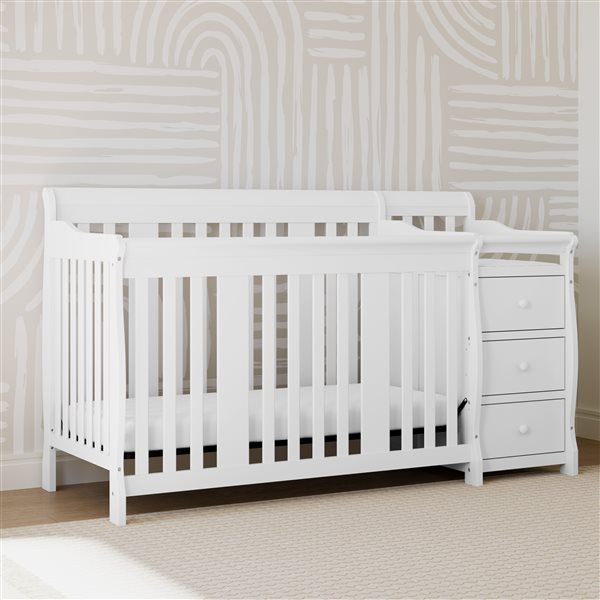 Storkcraft Portofino 4-in-1 Convertible White Crib and Changer