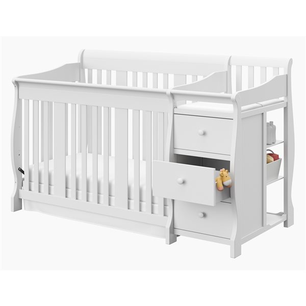 Storkcraft Portofino 4-in-1 Convertible White Crib and Changer