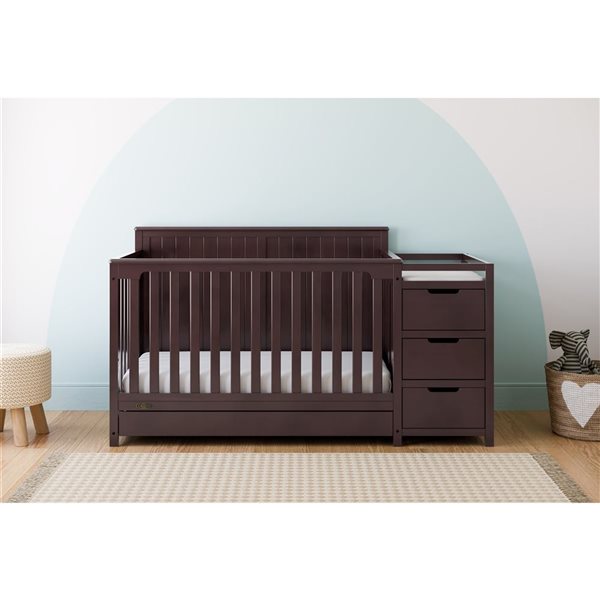 Graco Hadley 5-in-1 Convertible Dark Brown Crib and Changer w/ Drawer