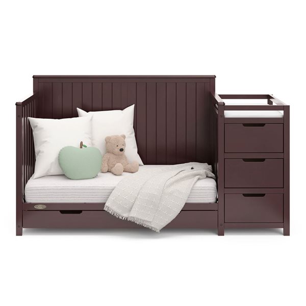 Graco Hadley 5-in-1 Convertible Dark Brown Crib and Changer w/ Drawer