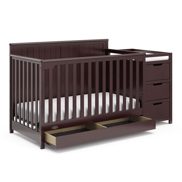 Graco Hadley 5-in-1 Convertible Dark Brown Crib and Changer w/ Drawer