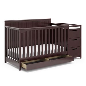 Graco Hadley 5-in-1 Convertible Dark Brown Crib and Changer w/ Drawer