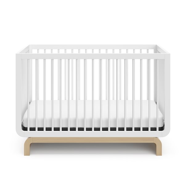 Storkcraft Santorini 5-in-1 Convertible White and Light Wood Crib