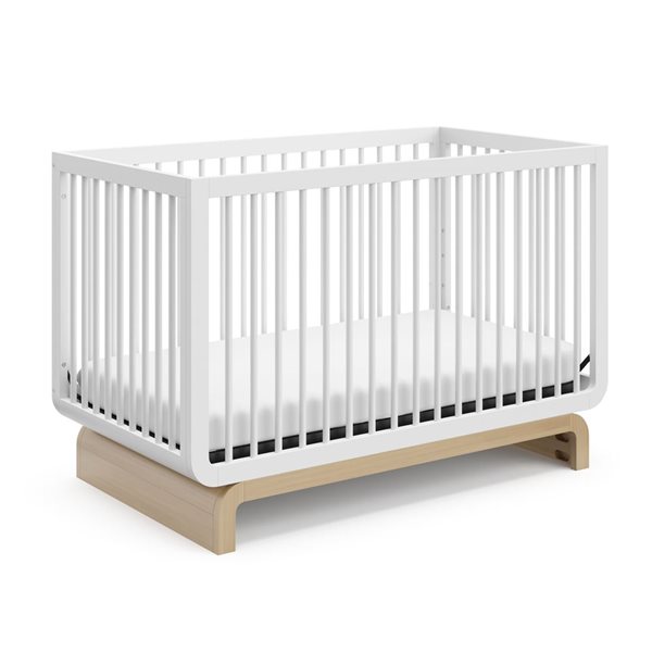 Storkcraft Santorini 5-in-1 Convertible White and Light Wood Crib