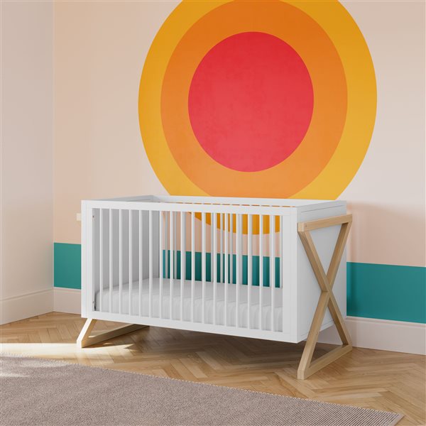 Storkcraft Equinox 3-in-1 Convertible White and Light Wood Crib