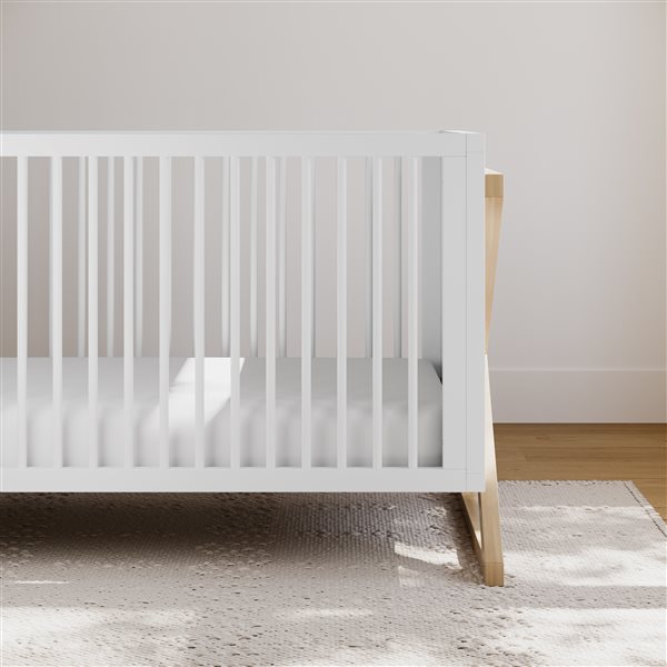 Storkcraft Equinox 3-in-1 Convertible White and Light Wood Crib