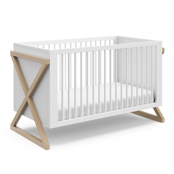 Storkcraft Equinox 3-in-1 Convertible White and Light Wood Crib