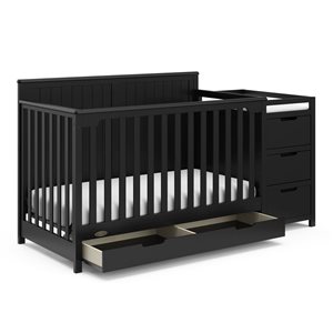 Graco Hadley 5-in-1 Convertible Black Crib and Changer w/ Drawer