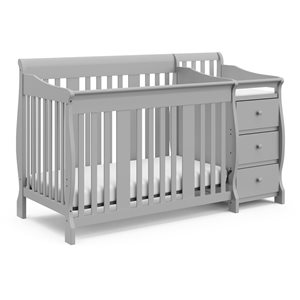 Lit de bébé convertible 4 en 1 Portofino Storkcraft gris galet avec table à langer