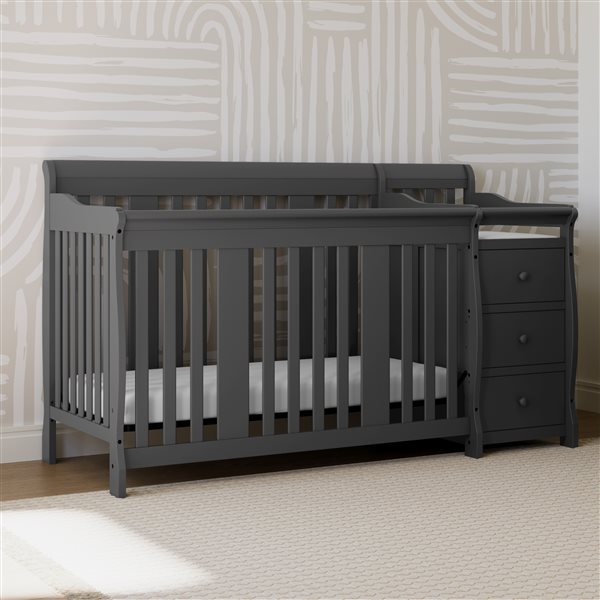 Storkcraft Portofino 4-in-1 Convertible Grey Crib and Changer