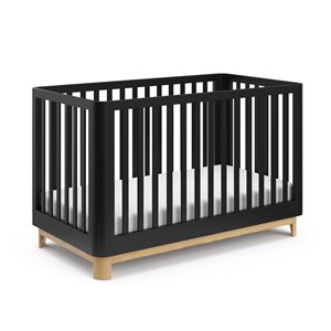 Storkcraft Santos 3-in-1 Convertible Black and Natural Wood Crib