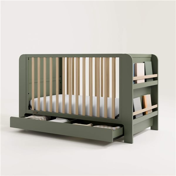 Graco Read with Me Convertible Green and Light Wood Crib w/ Drawer