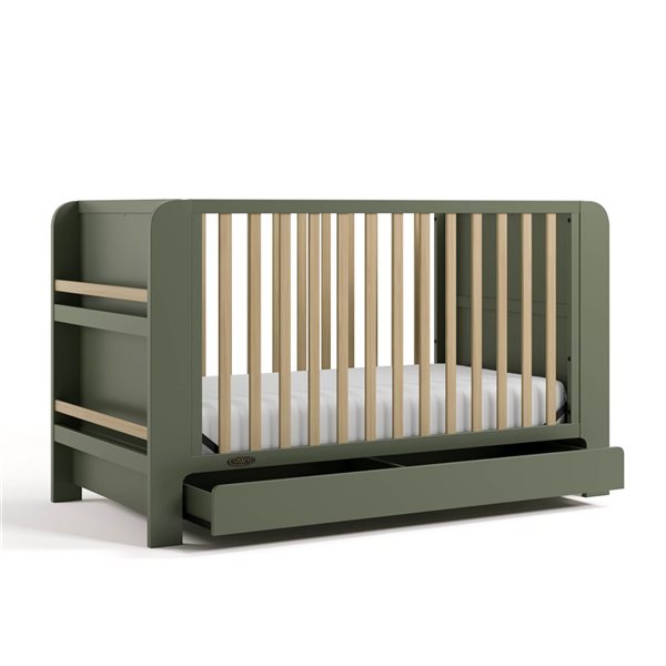 Graco Read with Me Convertible Green and Light Wood Crib w/ Drawer