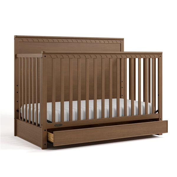 Graco Sasha 5-in-1 Convertible Hazelnut Brown Crib w/ Drawer