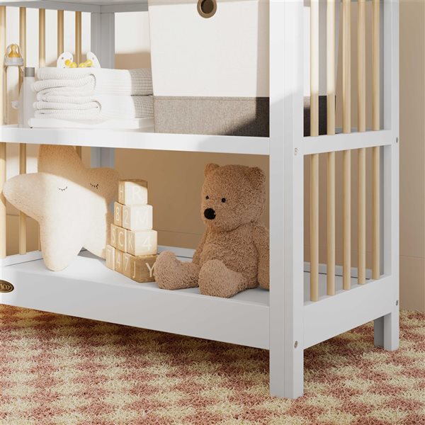 Graco Teddi 34-in W White and Light Wood Freestanding Changing Table w/ Water-Resistant Changing Pad