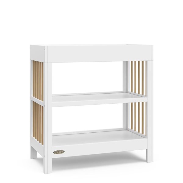 Graco Teddi 34-in W White and Light Wood Freestanding Changing Table w/ Water-Resistant Changing Pad