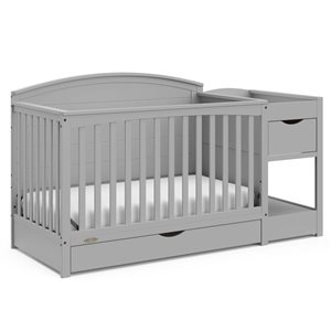 Graco Bellwood 5-in-1 Convertible Pebble Grey Crib and Changer