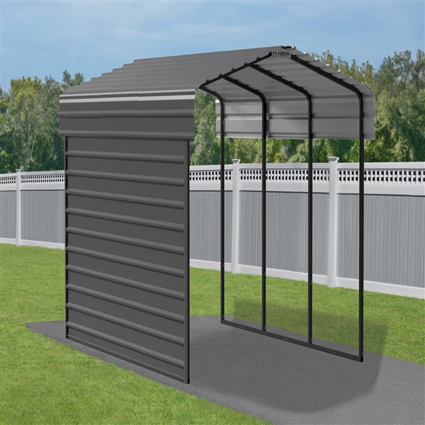 Arrow 15 x 9-ft One-Sided Steel Carport Sidewall - Charcoal