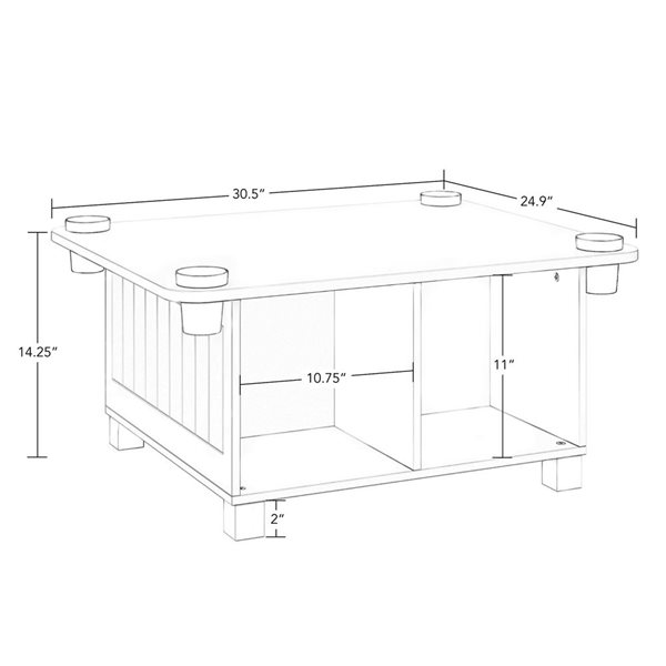 RiverRidge Home Kid's Arts and Crafts Table w/ 4 Storage Cubbies + 4 Storage Cups - White w/ 2 Taupe Bins
