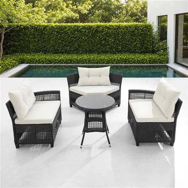 Sirio Lugano 4 Piece White Outdoor Seating/Dining Set