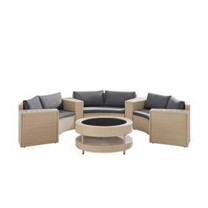 Ensemble de fauteuils d'extérieur 8 pièces Canberra de Sirio en noir