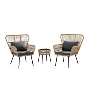 Sirio Venezia 3 Piece Black Outdoor Club Chair Set