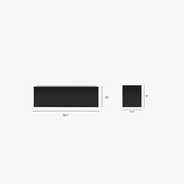 Nexera Trelisse 60-in Black TV Stand w/ 3 Doors