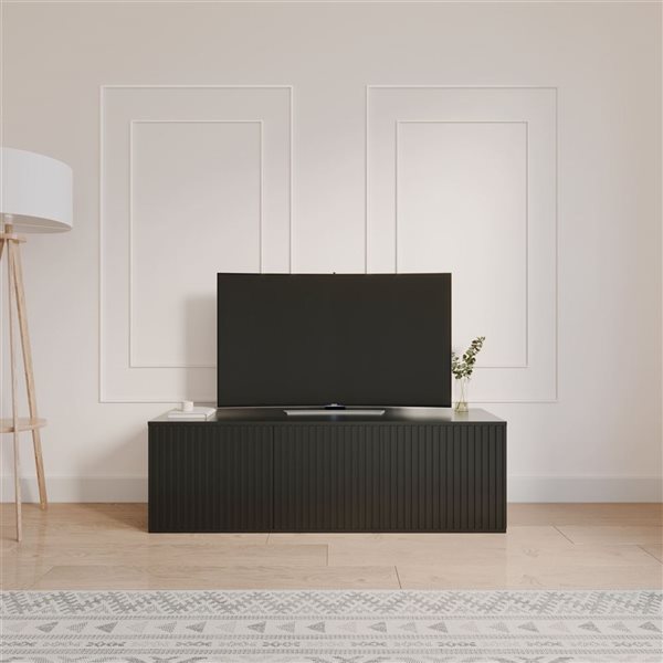 Nexera Trelisse 60-in Black TV Stand w/ 3 Doors