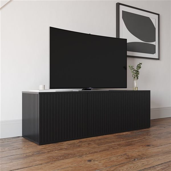 Nexera Trelisse 60-in Black TV Stand w/ 3 Doors