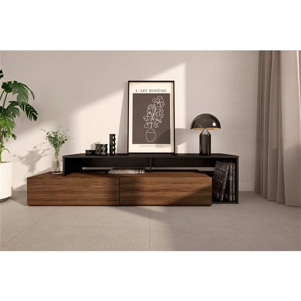 Nexera Tonik 72-in Black TV Stand w/ 2 Drawers