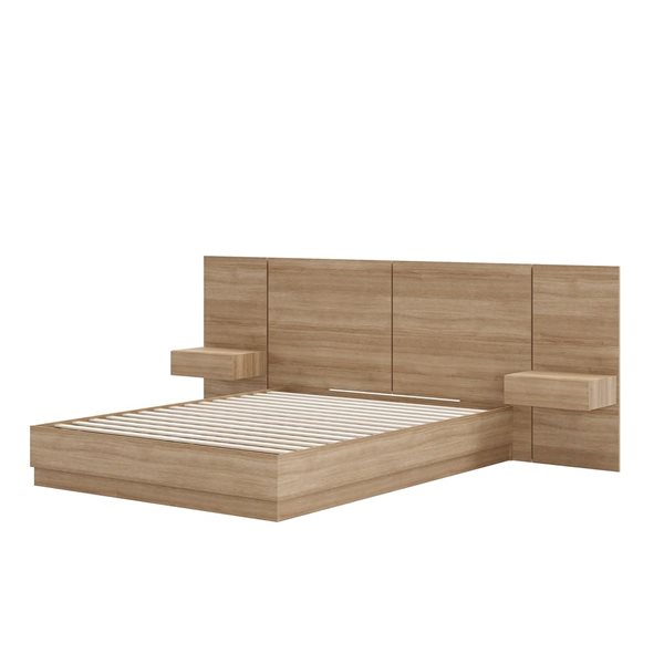 Nexera Milano Brown Oak Finish 4 Piece Queen Platform Bedroom Set