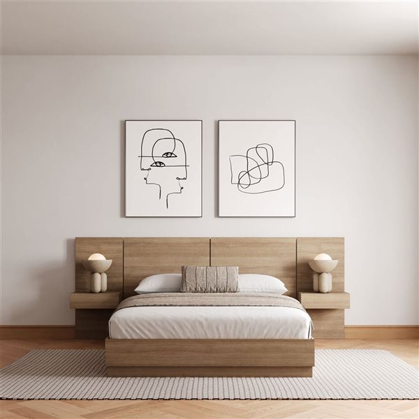 Nexera Milano Brown Oak Finish 4 Piece Queen Platform Bedroom Set