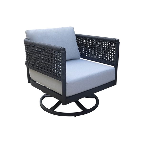 International Concepts 3-Piece Woven Abaca Rope Outdoor Patio Set w/ Off-White Polyester Cushions