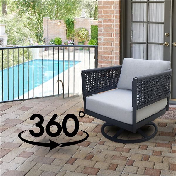 International Concepts 3-Piece Woven Abaca Rope Outdoor Patio Set w/ Off-White Polyester Cushions