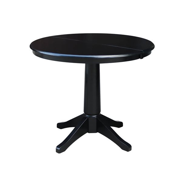 International Concepts 36-in Round Extension Dining Table Set w/ 4 San Remo Chairs - Black
