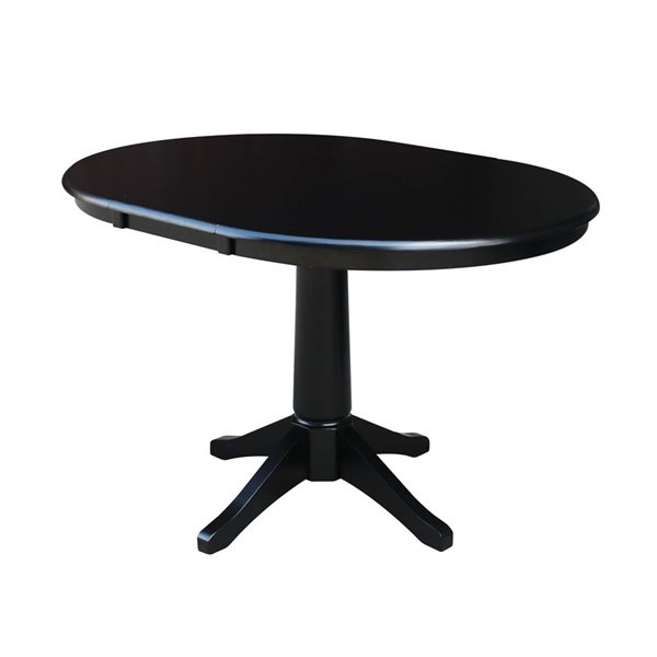International Concepts 36-in Round Extension Dining Table Set w/ 4 San Remo Chairs - Black