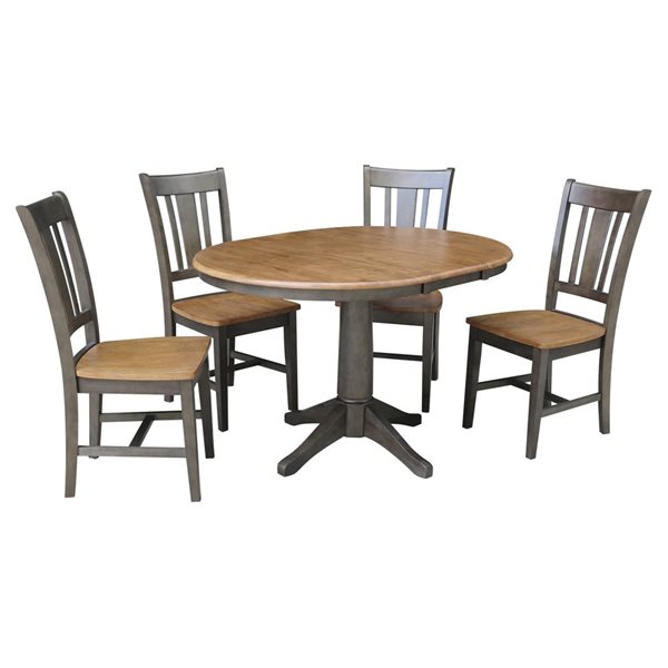 International Concepts 36-in Round Extension Dining Table Set w/ 4 ...