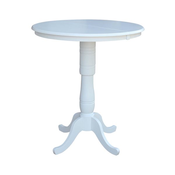 International Concepts 36-in Round Extension Dining Table 40.9-in H w/ 2 X-Back Bar Height Stools - White