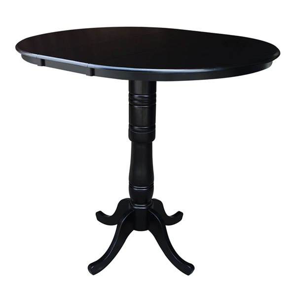 International Concepts 36-in Round Extension Dining Table 40.9-in Set w/ 2 X-Back Bar Height Stools - Black